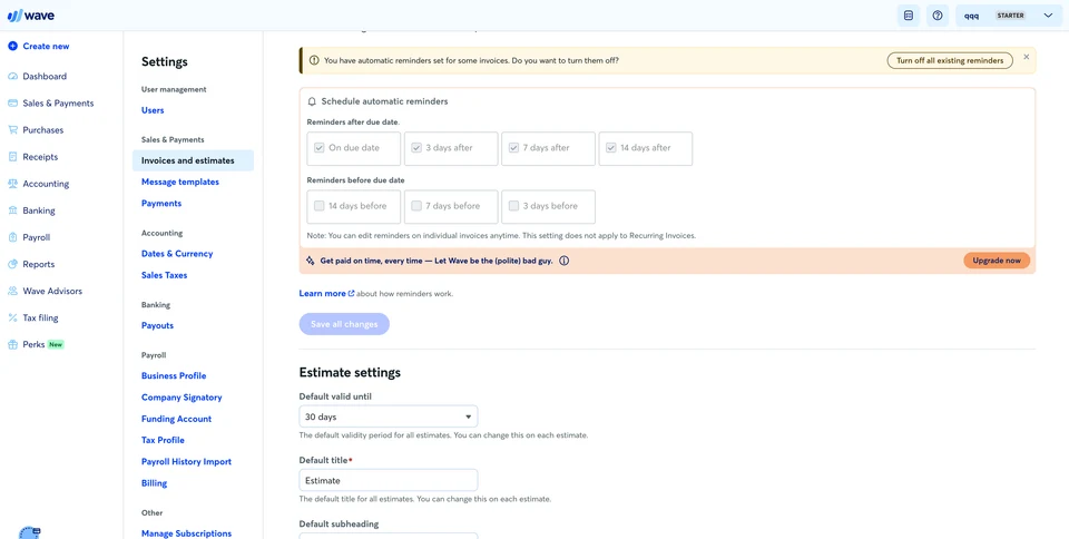 Pilihan tanggal pengingat otomatis Wave tidak dapat diedit dan menampilkan tombol Upgrade now