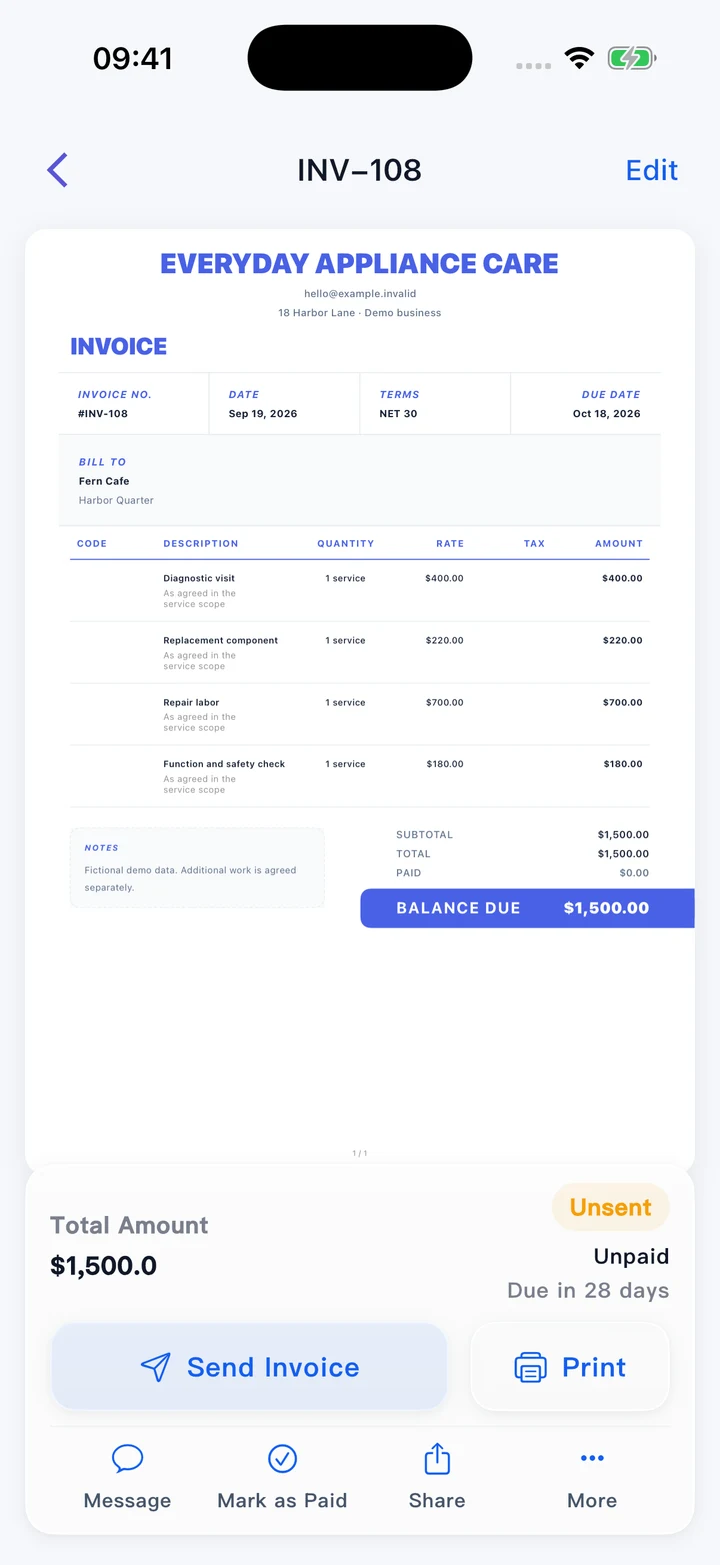 Pocket Invoice — Propesyonal na invoice