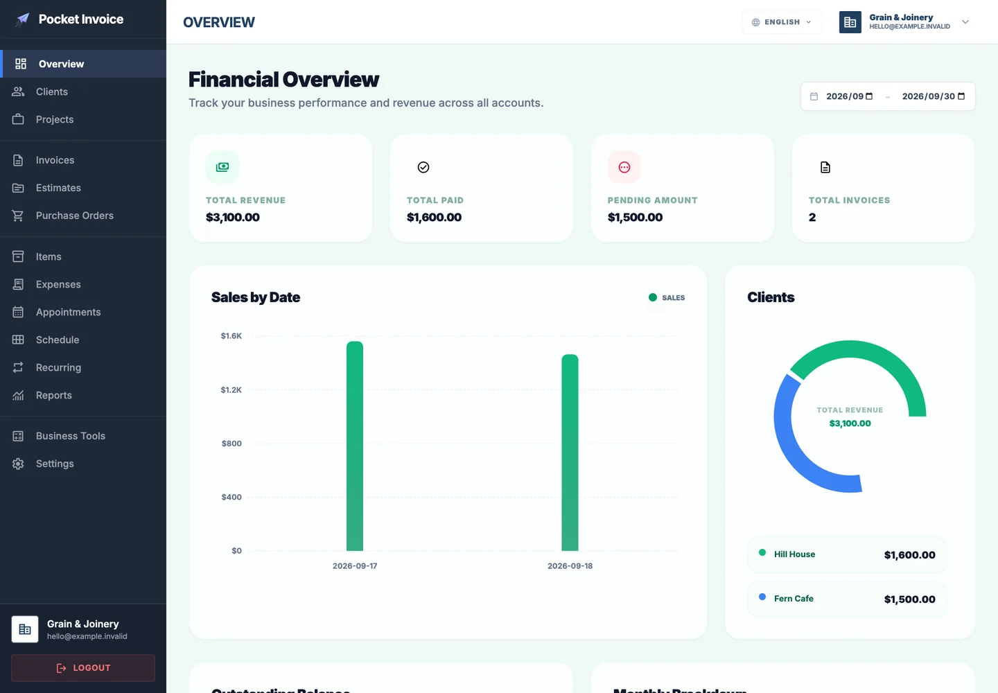 Pocket Invoice — Business does not wait until you get back to the office. — Web