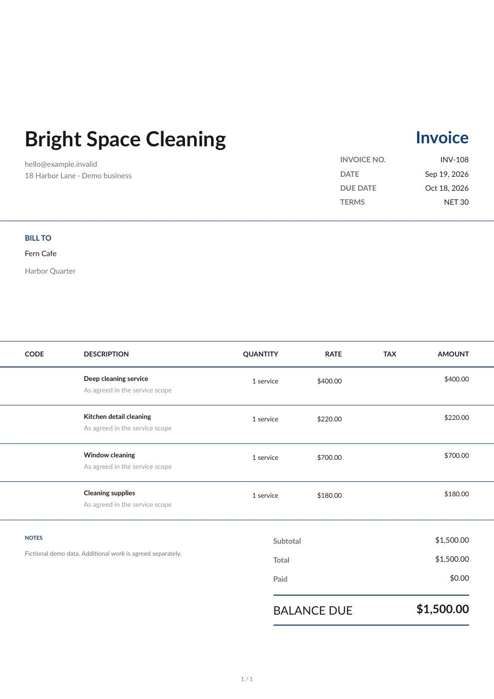 Cleaning — Pocket Invoice