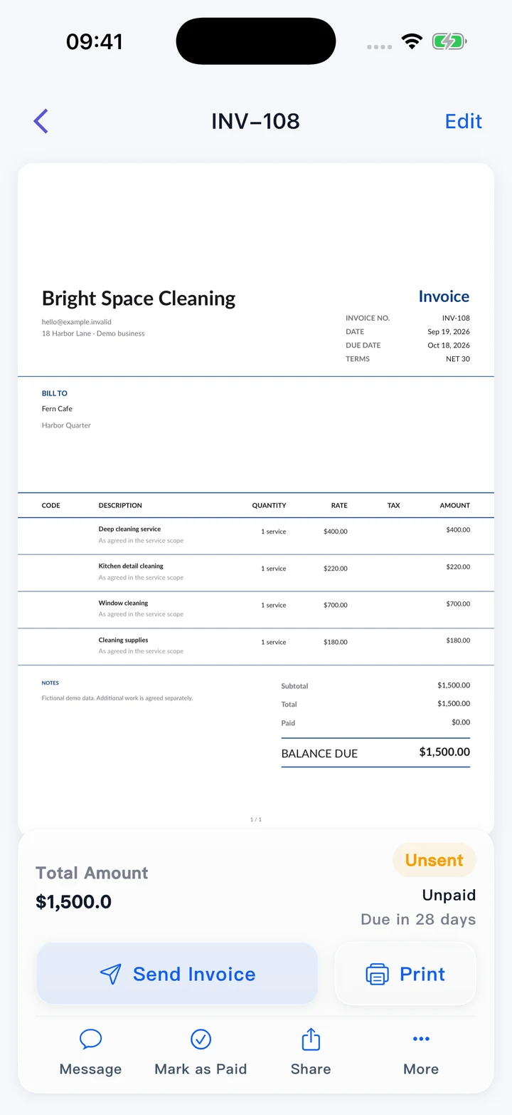 Pocket Invoice — Professional invoices