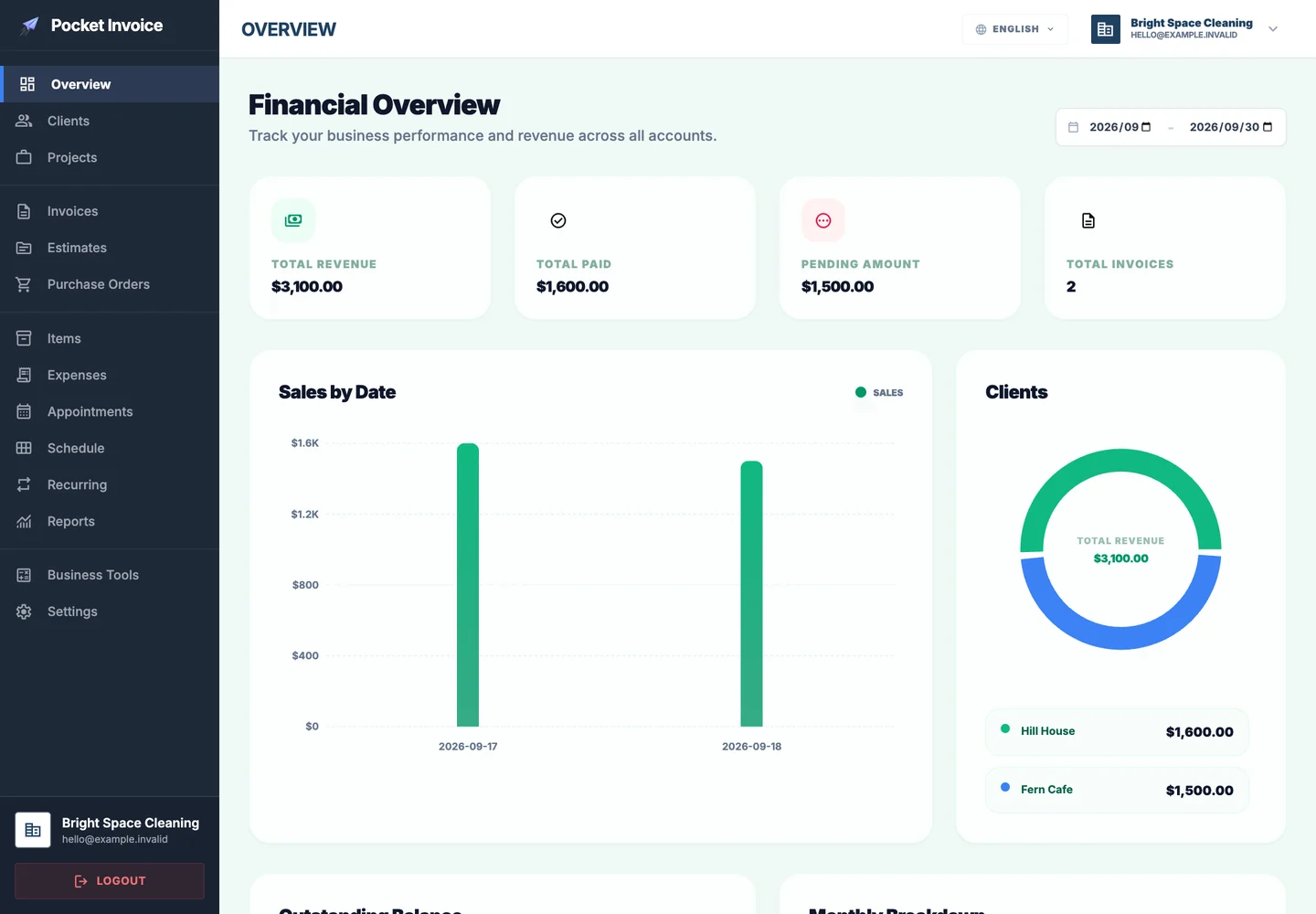 Pocket Invoice — Business does not wait until you get back to the office. — Web