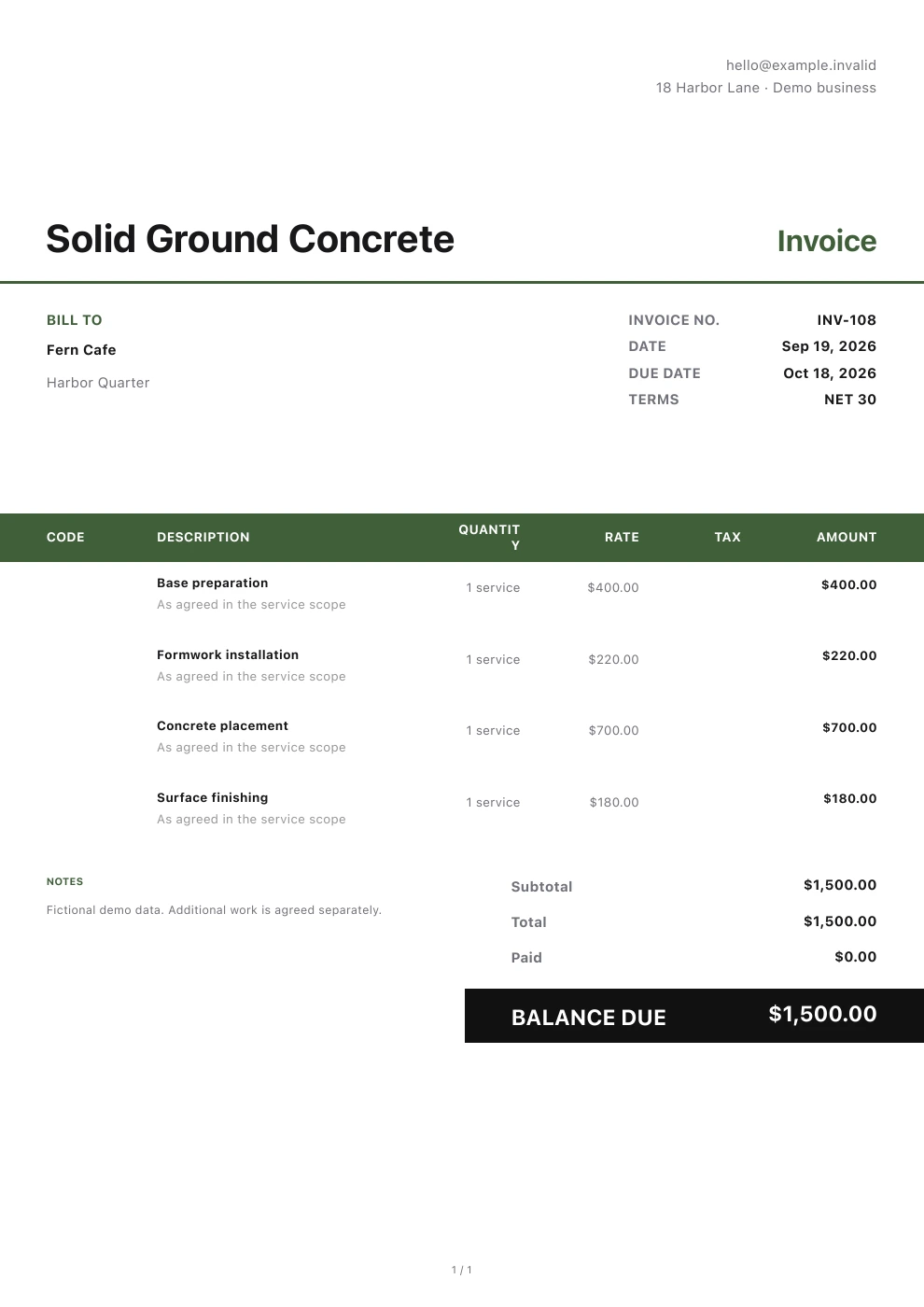 Concrete — Pocket Invoice