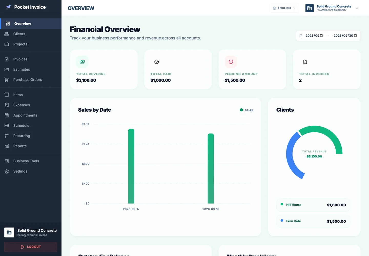 Pocket Invoice — Business does not wait until you get back to the office. — Web