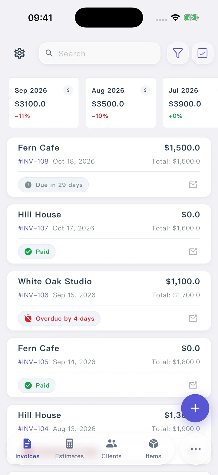Pocket Invoice — Reusable documents