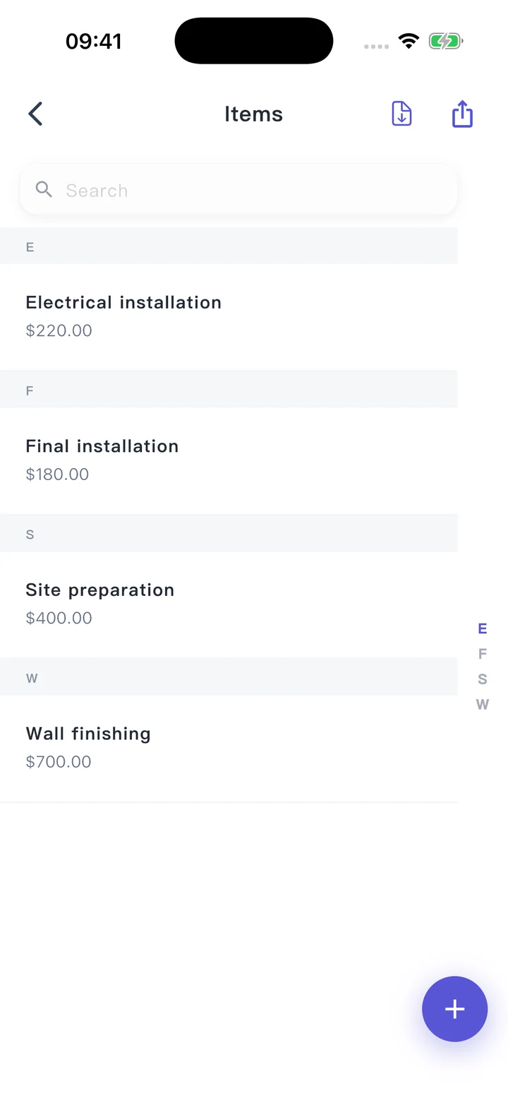 Pocket Invoice — Services and materials