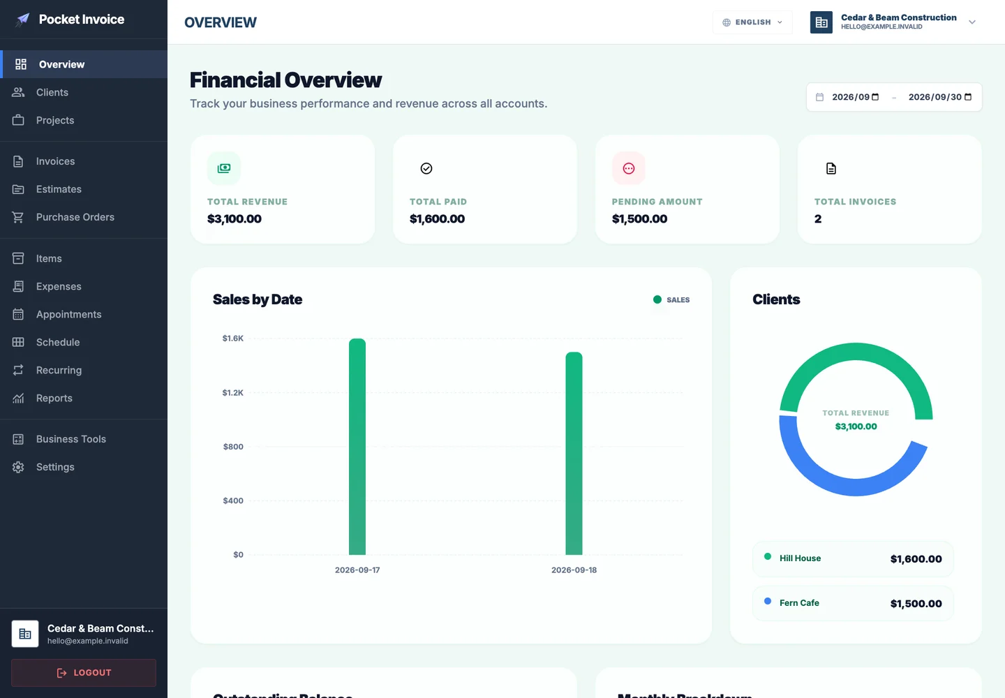 Pocket Invoice — Business does not wait until you get back to the office. — Web