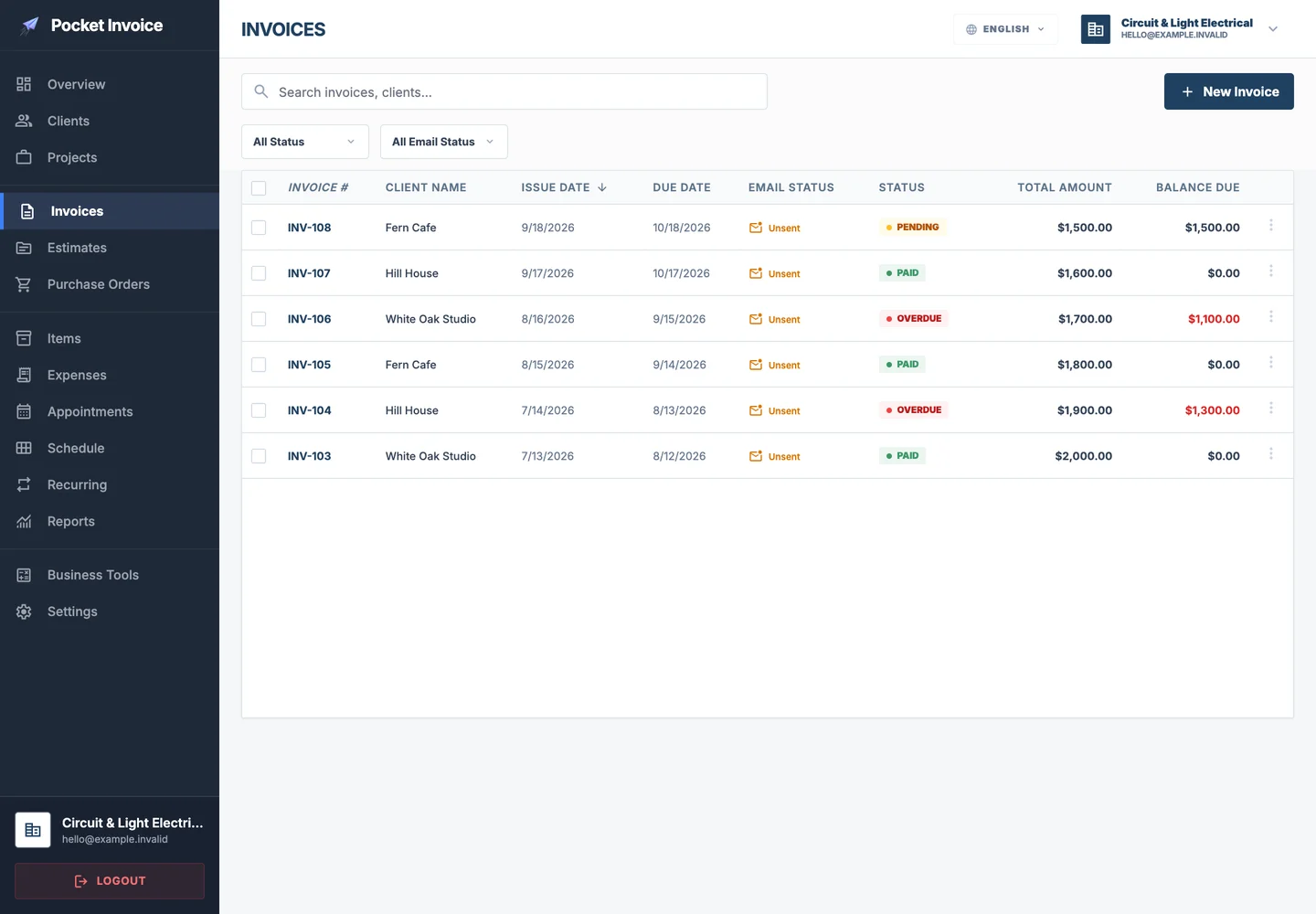 Pocket Invoice — Reusable documents