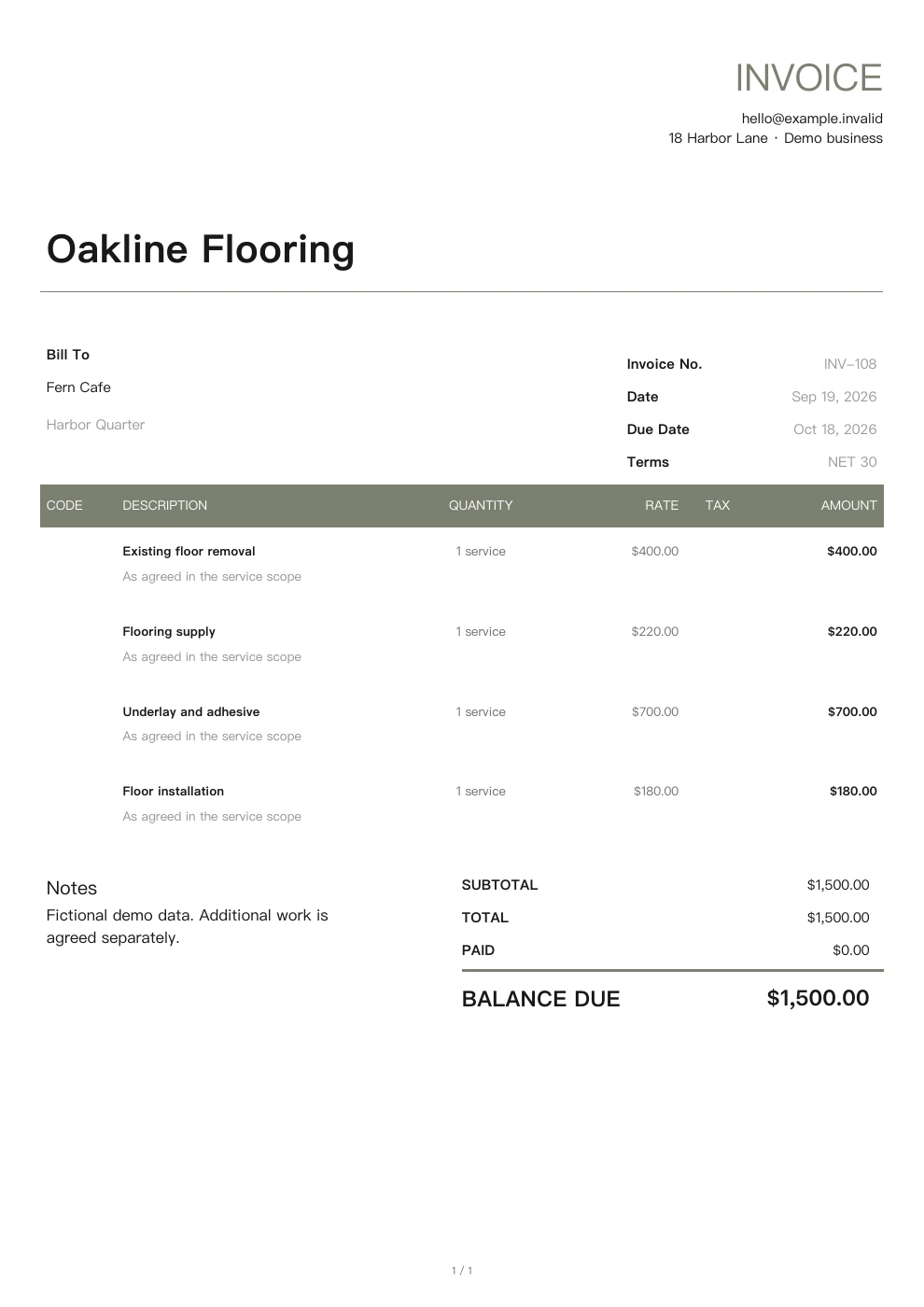 Flooring — Pocket Invoice
