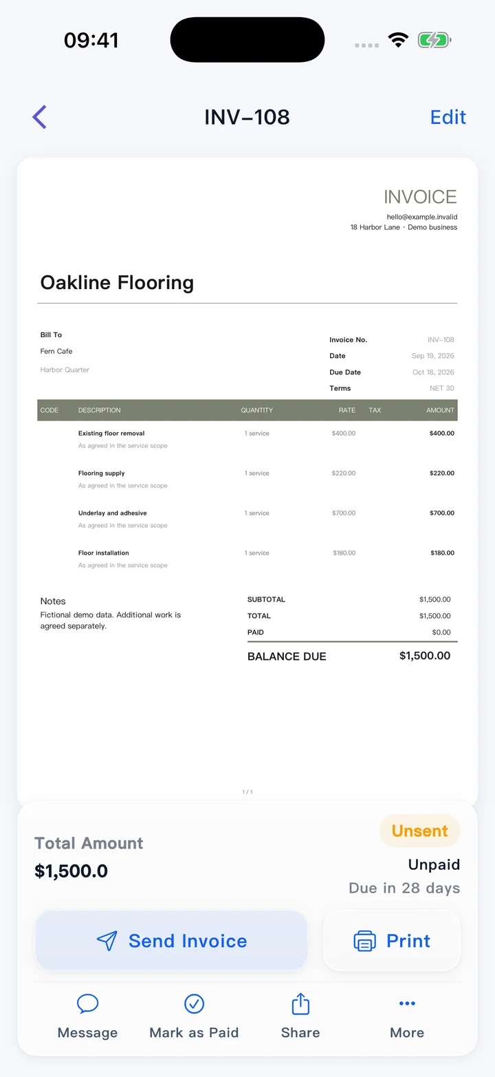 Pocket Invoice — Professional invoices