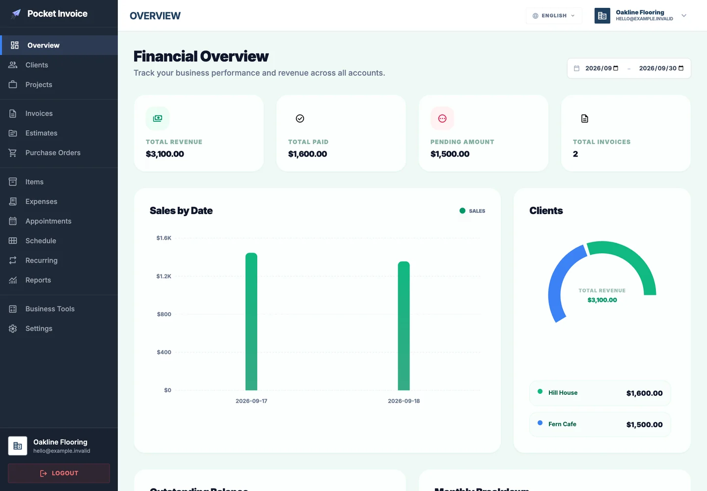 Pocket Invoice — Business does not wait until you get back to the office. — Web