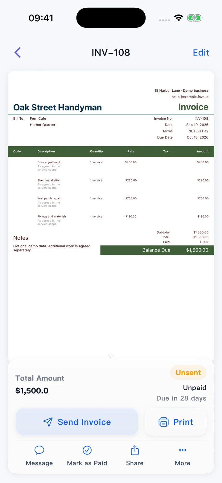 Pocket Invoice — Professional invoices