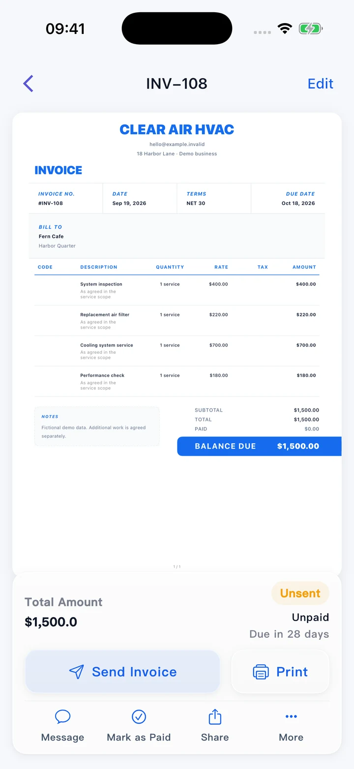Pocket Invoice — Invois profesional