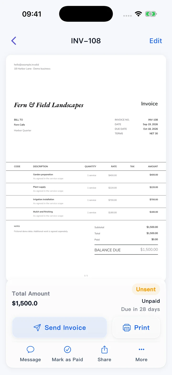 Pocket Invoice — Facturas profesionales