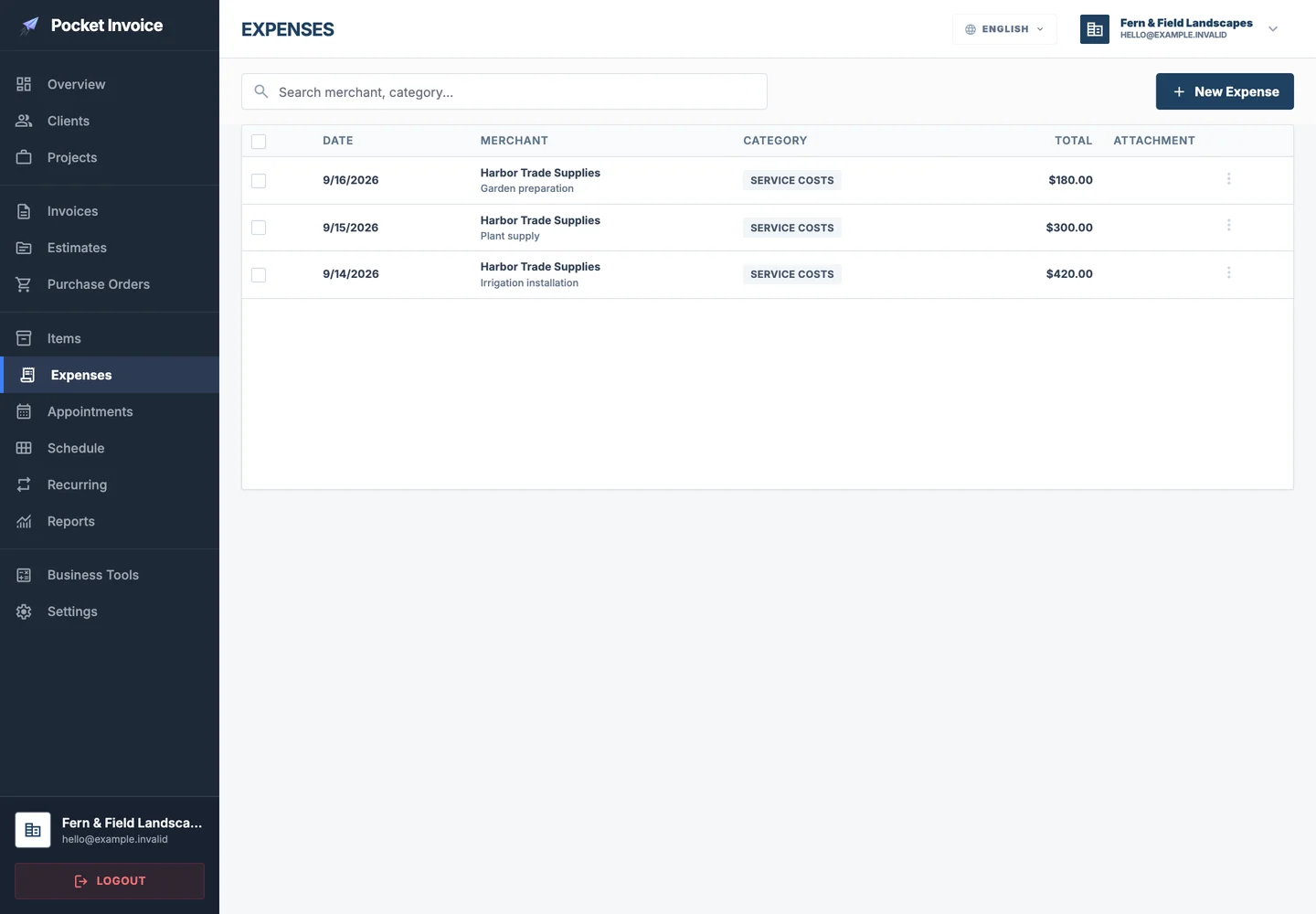 Pocket Invoice — Gastos y comprobantes