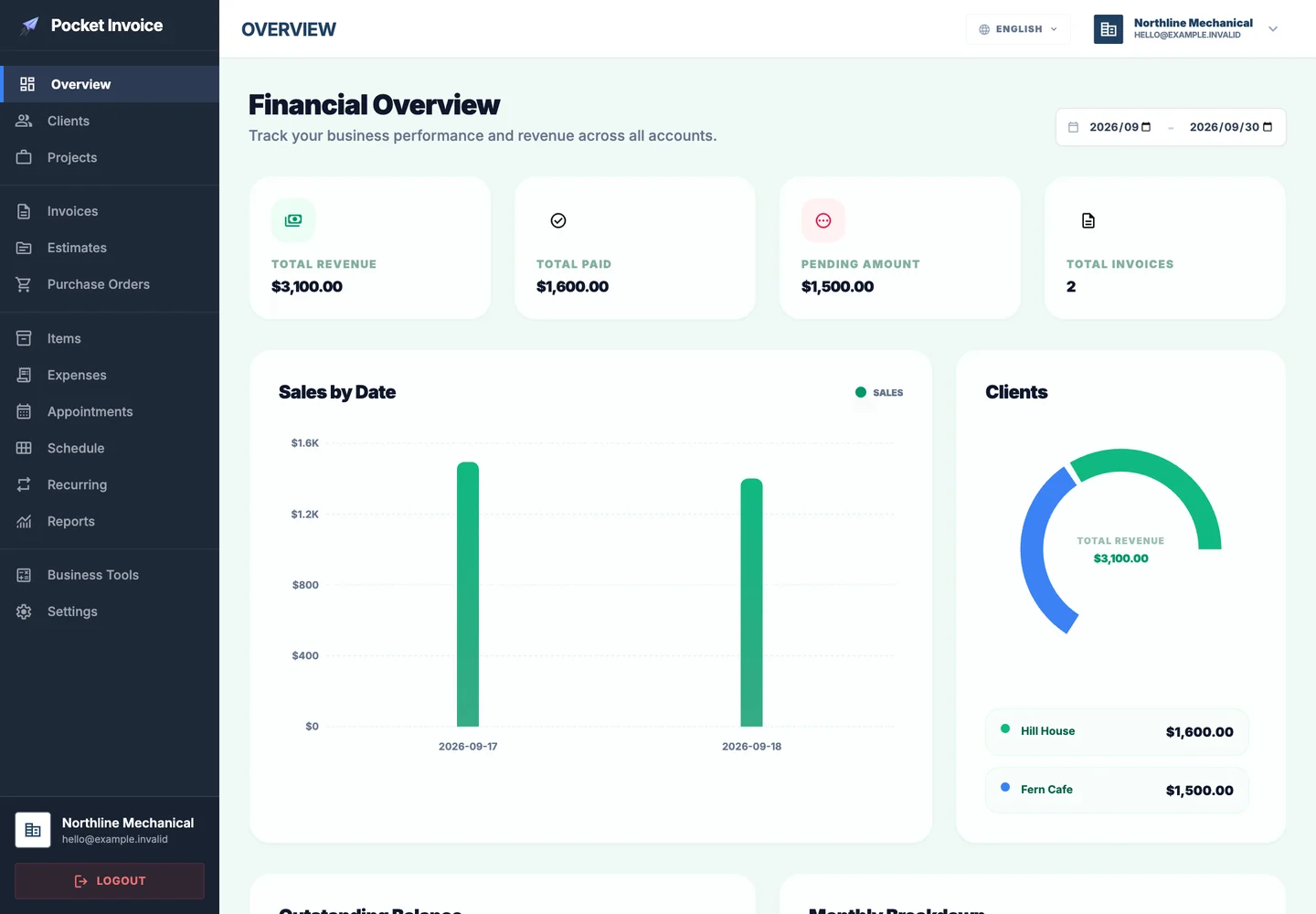 Pocket Invoice — Business does not wait until you get back to the office. — Web