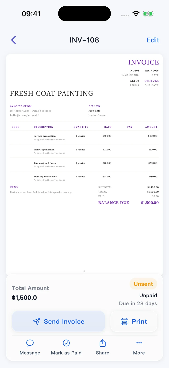 Pocket Invoice — Professional invoices