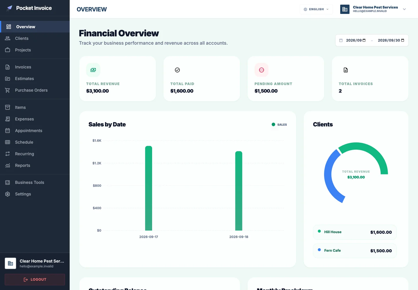 Pocket Invoice — Business does not wait until you get back to the office. — Web