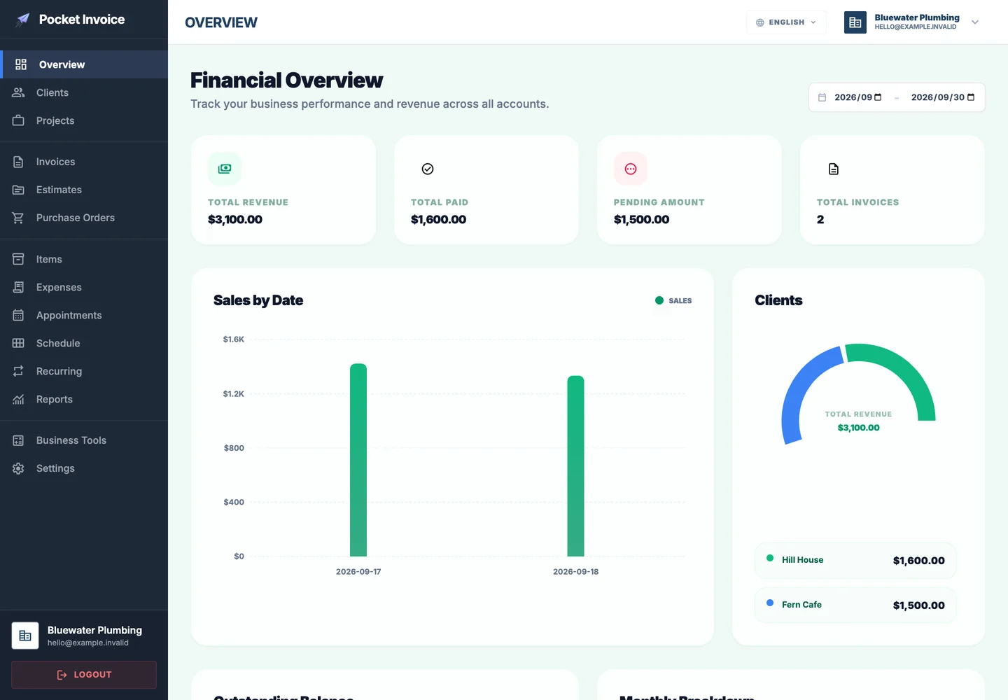 Pocket Invoice — Business does not wait until you get back to the office. — Web