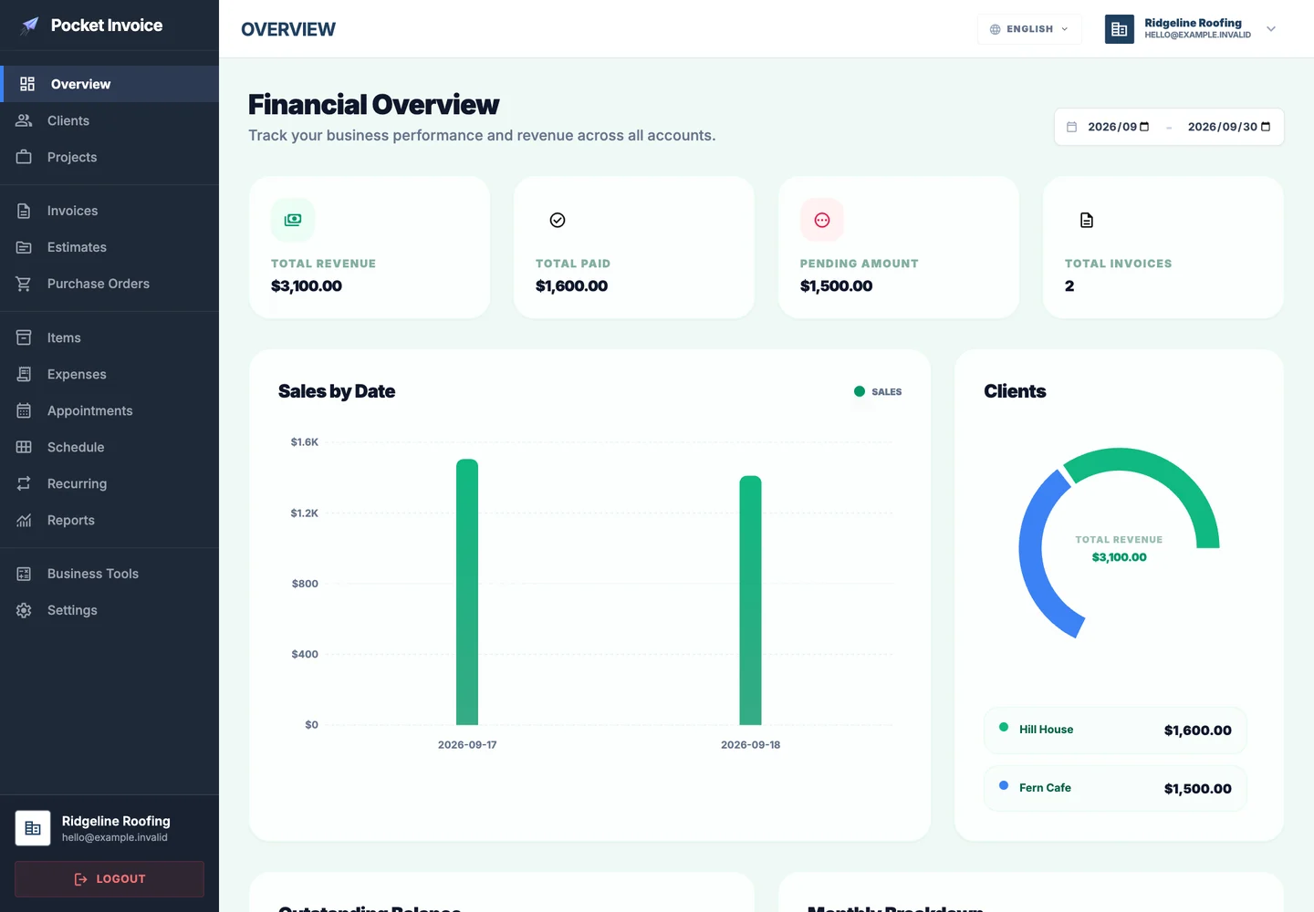 Pocket Invoice — Business does not wait until you get back to the office. — Web