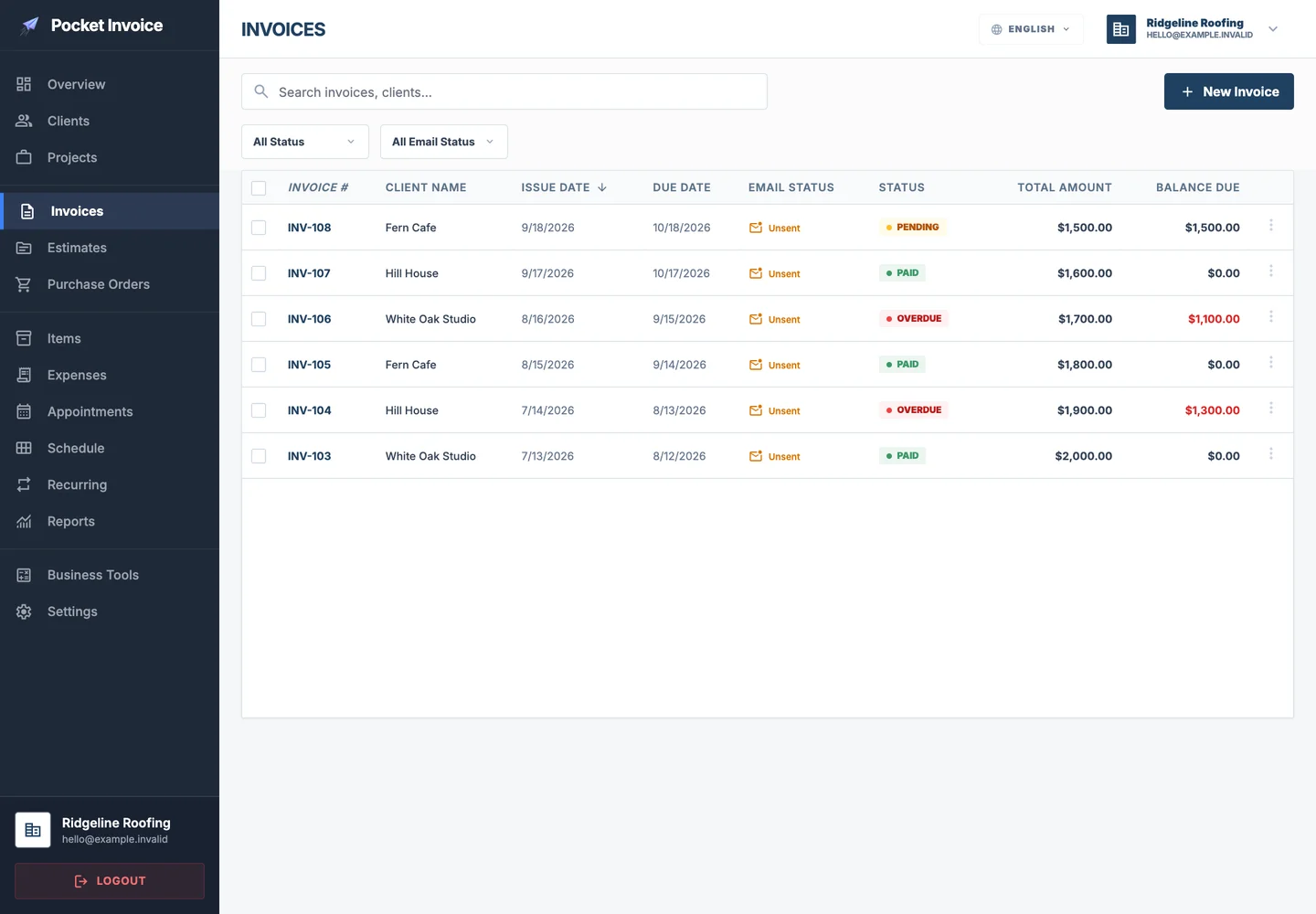 Pocket Invoice — Reusable documents