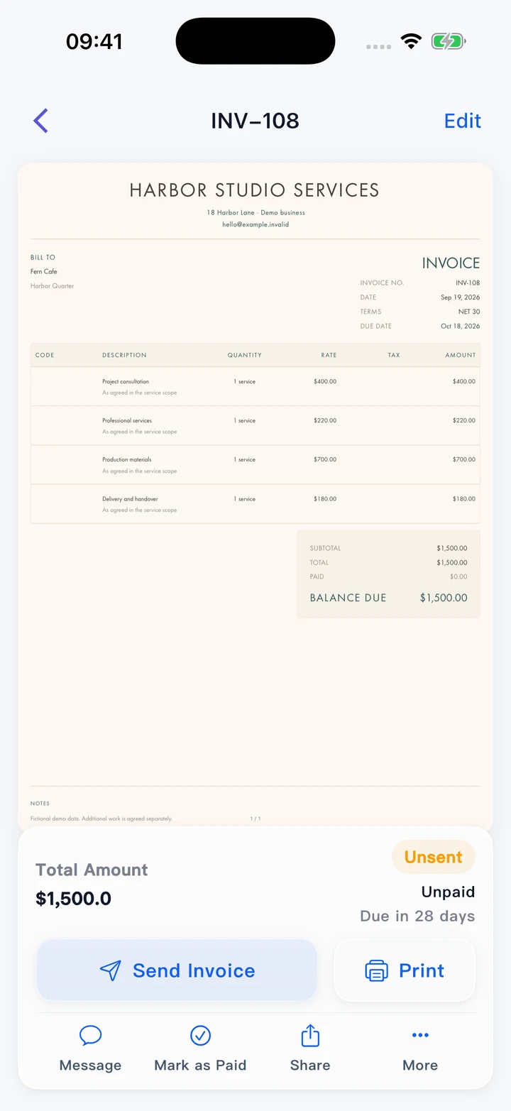 Pocket Invoice — Invois profesional