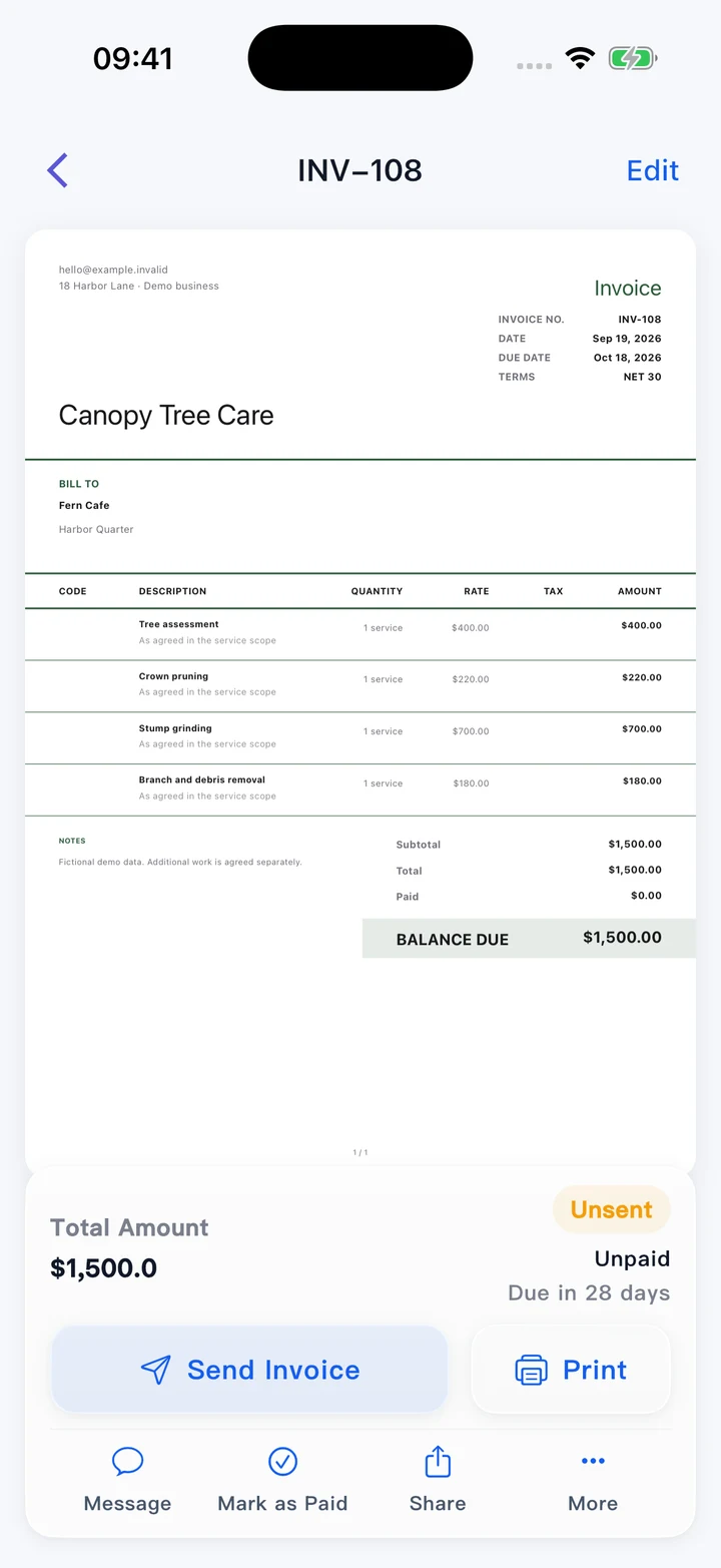 Pocket Invoice — Professional invoices
