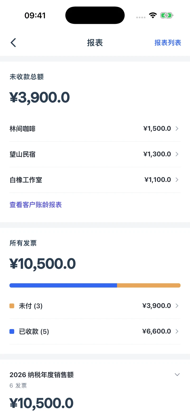 Pocket Invoice — 经营报表
