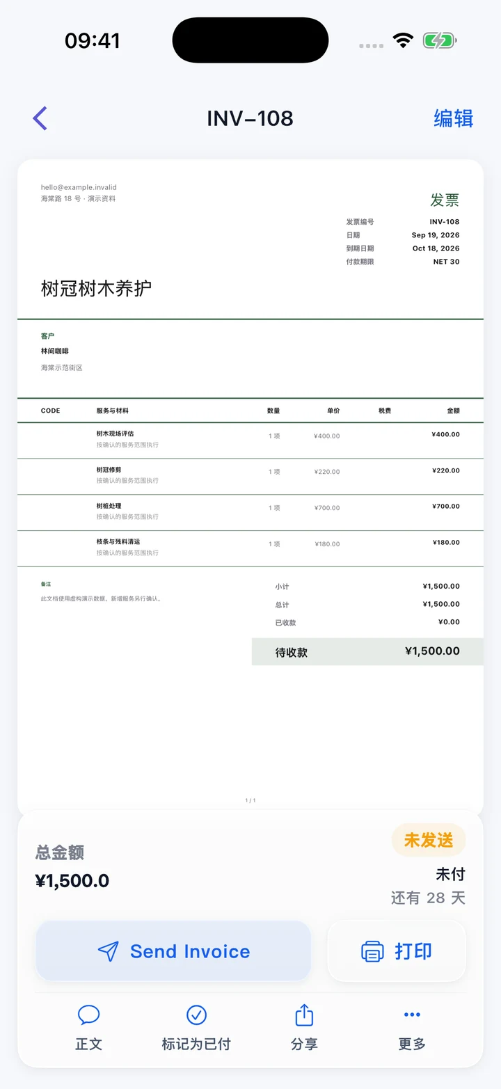 Pocket Invoice — 专业发票