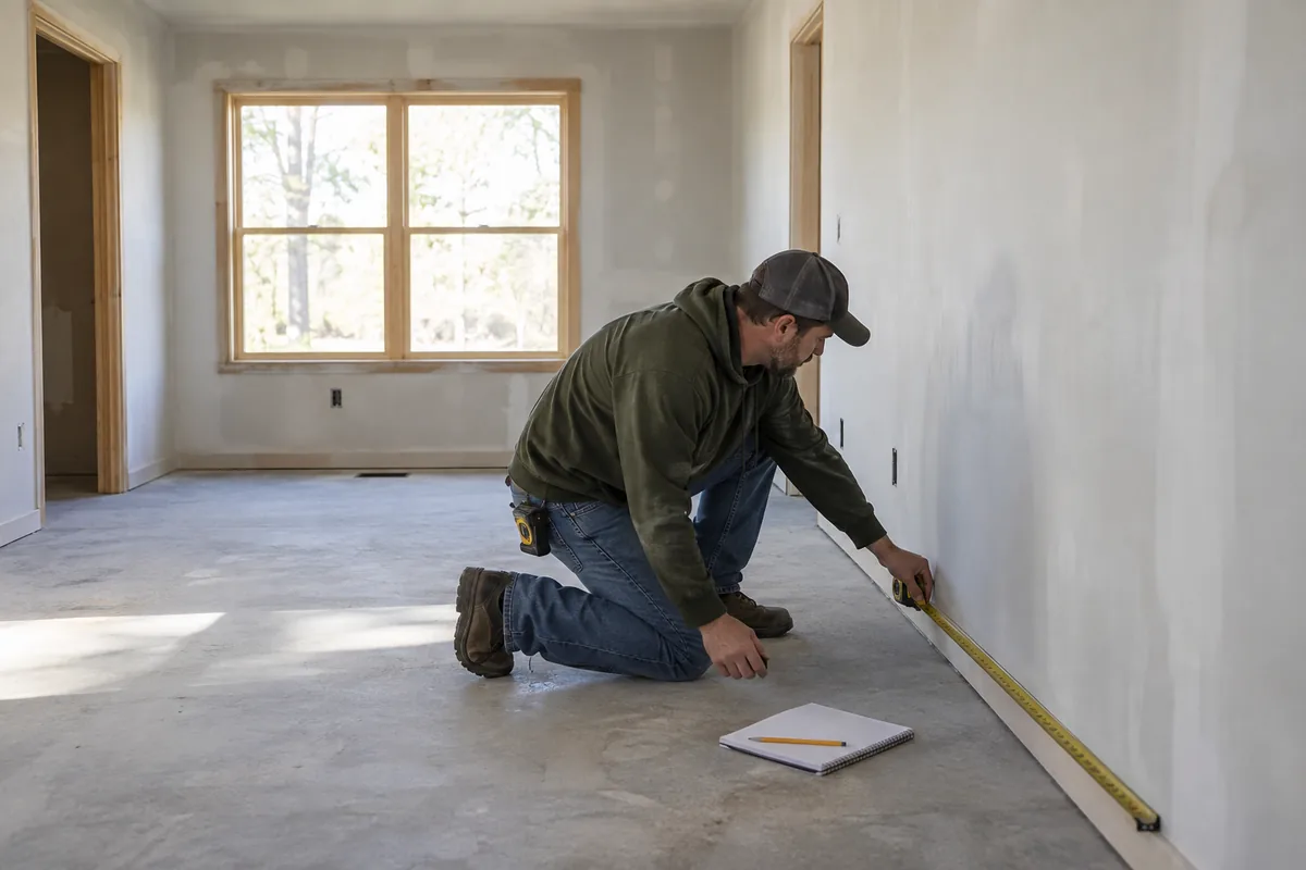 Estimator mengukur ruangan dan mencatat kebutuhan bahan